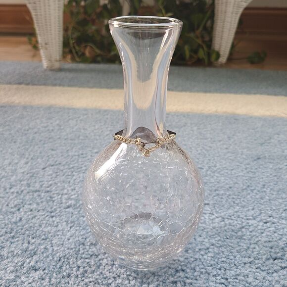 Vintage RMS Queen Mary Water Wine Carafe Crackle Craquelle Glass Cunard Line - Picture 6 of 10